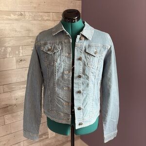 MAX JEANS Blue & White Striped Jean Jacket